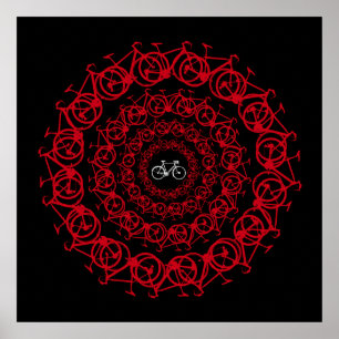 Pôster o vermelho bicycles a mandala