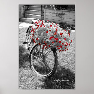 Poster O vermelho preto e branco da bicicleta do vintage