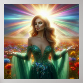 Poster O vestido verde grande 40x40 na parede