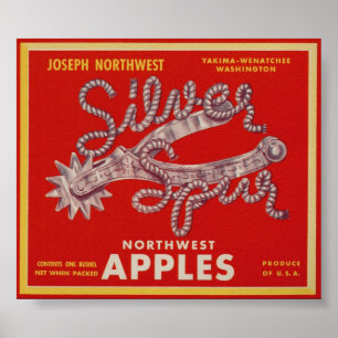 Poster O vintage Apple velho frutifica etiquetas da caixa
