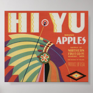 Poster O vintage Apple velho frutifica etiquetas da caixa