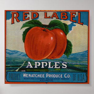 Poster O vintage Apple velho frutifica etiquetas da caixa