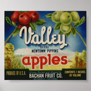 Poster O vintage Apple velho frutifica etiquetas da caixa