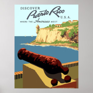 Poster O vintage descobre o viagem de Puerto Rico WPA