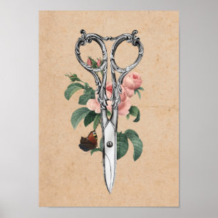 Poster O vintage do cabeleireiro do cabeleireiro Scissor