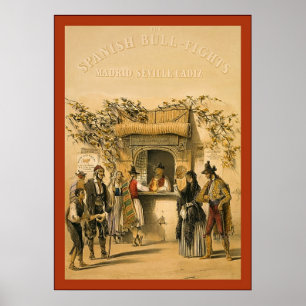 Poster O vintage do ~ das Bull-Lutas do espanhol