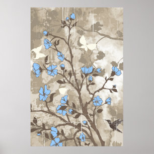 Pôster O vintage floresce o costume floral do grunge do