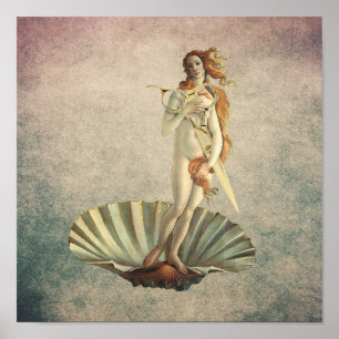 Poster O vintage Venus do cabeleireiro & o ouro Scissor o