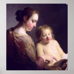 Pôster O Virgin que ensina o cristo infantil para ler