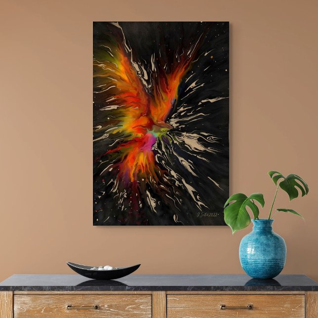 Poster O Voo da Fênix – Renascimento Abstrato Ígneo (The Flight of the Phoenix – Fiery Abstract Rebirth)