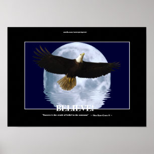 Pôster O vôo Eagle & a lua "acreditam!" Arte inspirador