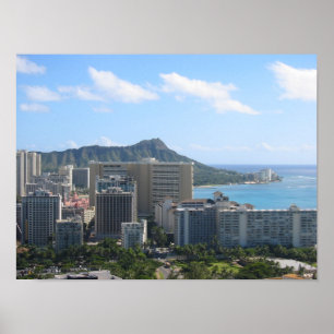 Pôster O Waikiki de Havaí e a cabeça do diamante