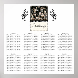 Poster O WEDDING Tarot Skeletons Noiva e Groom Seating