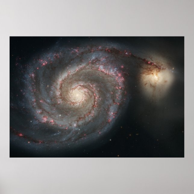 Poster O Whirlpool Galaxy M51 e Companion no espaço (Frente)