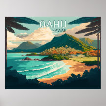 Oahu Hawaii Beach Vintage Retro