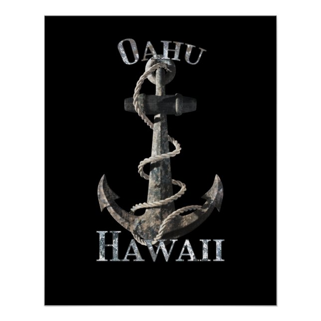 Pôster Oahu Hawaii Vacina Anchor Náutico À Vela (Frente)
