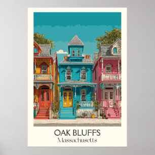 Poster Oak Bluffs MÃE Vintage Gingerbird Cotages Art