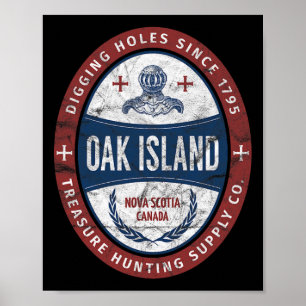 Poster Oak Island Treasure Hunting Retro Templar Knight T