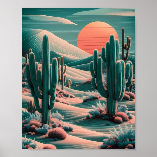 Poster Oásis do Deserto Pixelado (Frente)