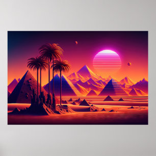 Poster Oásis Eletrocromática: Uma Terra Pirâmide Retroace