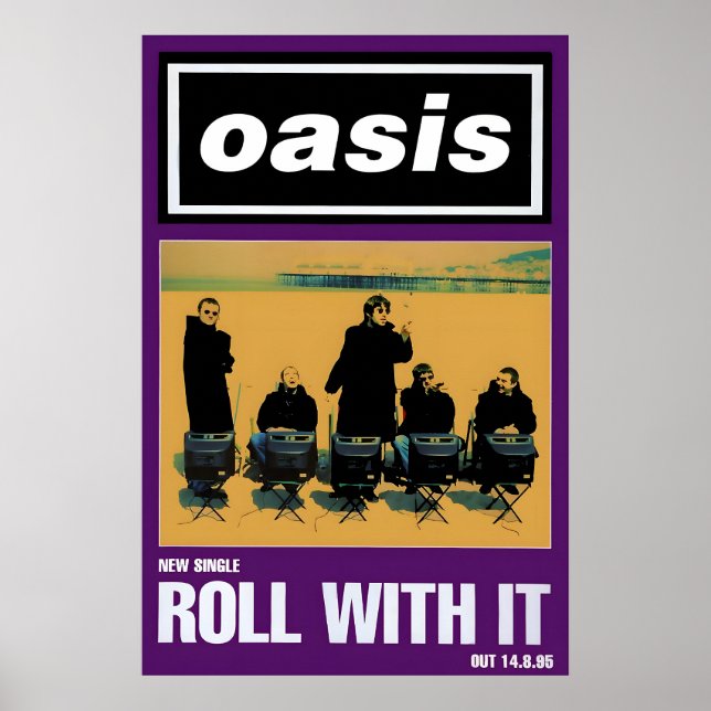 Poster Oásis- Roll with It- 1995 Cartaz de Promoção Impre (Frente)