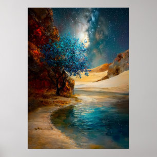 Poster Oásis Sob as Estrelas - Paisagem Celestial do Dese