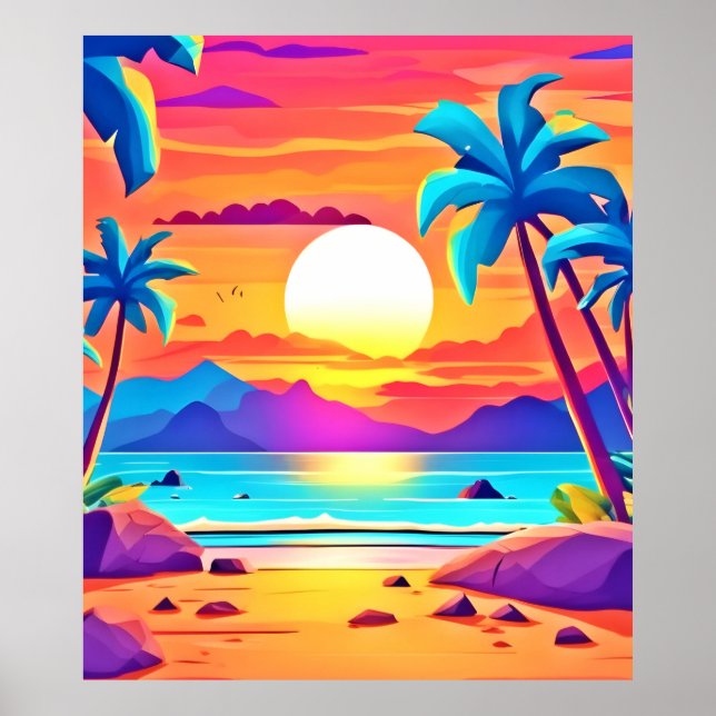 Poster Oásis Tropical Sunset (Frente)