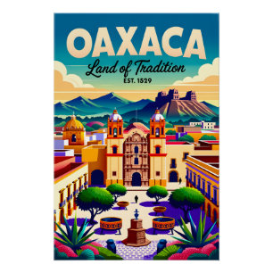 Pôster Oaxaca Antiga México Terra da Tradição Retro