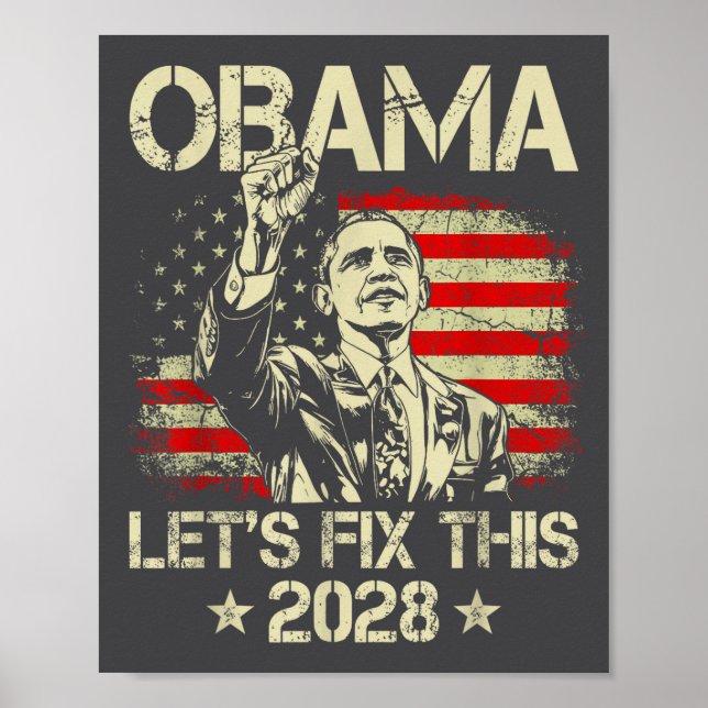 Poster Obama 2028 Let's Fix This Obama 48th President (Frente)