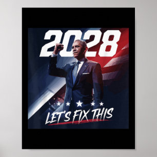 Poster Obama 2028 Vintage Obama Comício Político Patrióti