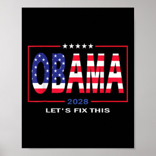 Poster Obama Vintage Patriótico 2028 Bandeira Política Do
