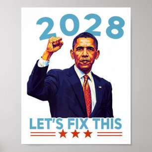 Poster Obama Vintage Retro Patriótico 2028 Prote Política