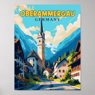 Poster Oberammergau Alemanha - viagens vintage