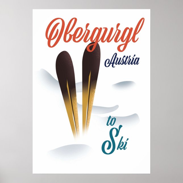 Poster Obergurgl Áustria Vintage ski (Frente)