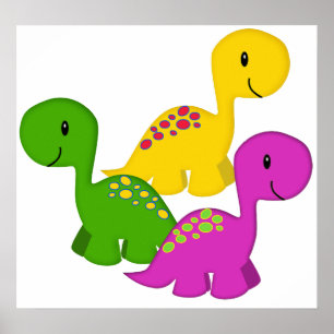 Pôster Objectivas triplas de Dino do bebê