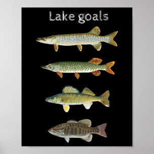 Poster Objetivos do Lago Pesca Musky Pike Walleye Boca Pe