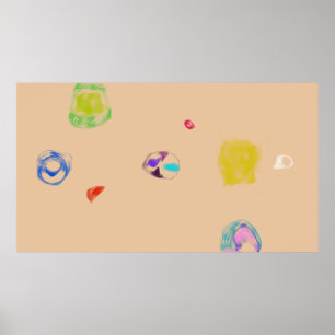 Poster Objetos Abstratos Bege Desenho Simples