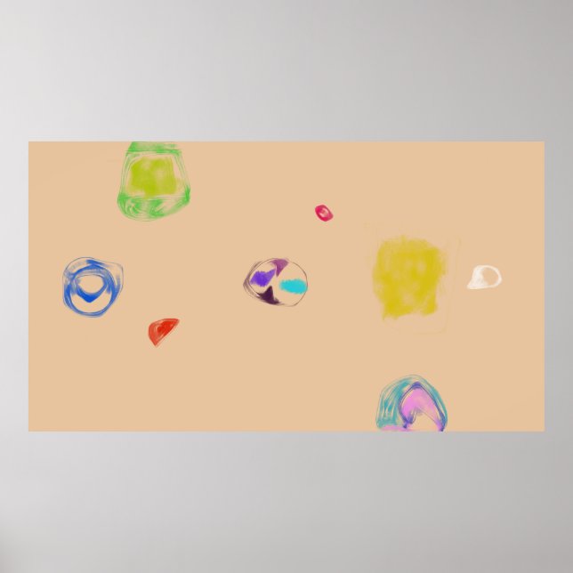 Poster Objetos Abstratos Bege Desenho Simples (Frente)