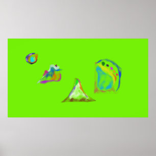 Poster Objetos Abstratos Simples Verde Claro