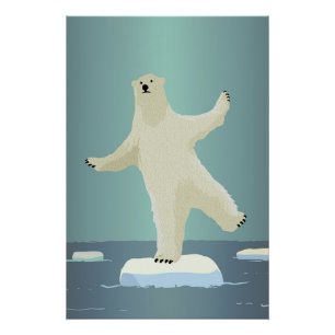 Pôster Obras de Arte do Urso Polar em Equilíbrio no Icebe