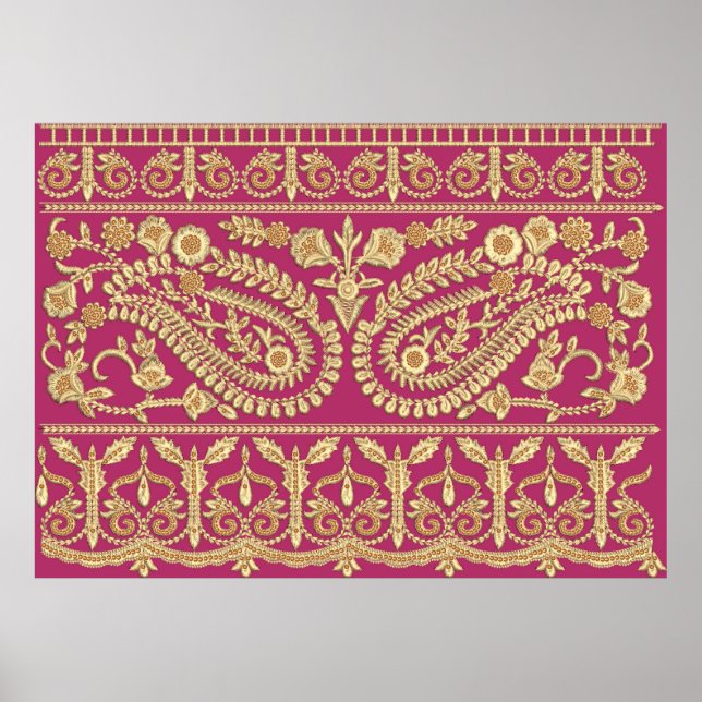 Poster Obras de arte em mughal. Ouro antigo tradicional i (Frente)