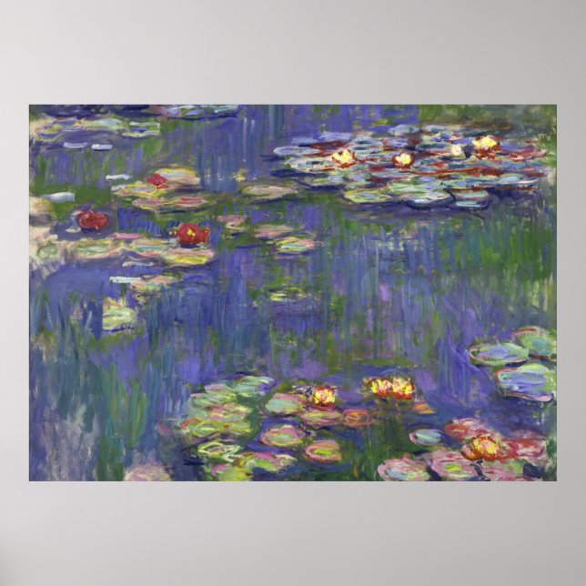 Pôster Obras-primas de Lírios de Água de Monet (Frente)