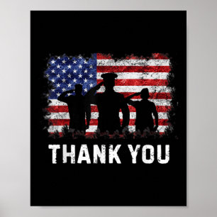 Poster Obrigado Camisas Patriotas Memorial Dia 4 de julho