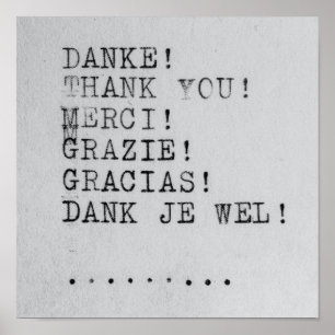 Poster Obrigado, Danke, Grazie, Gracias