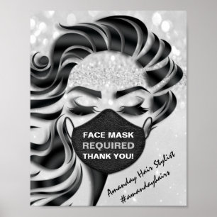 Poster Obrigado De Cinza De Prata Covid Eyelash Necessár