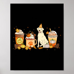 Poster Obrigado De Pumpkin De Café Do Retriever
