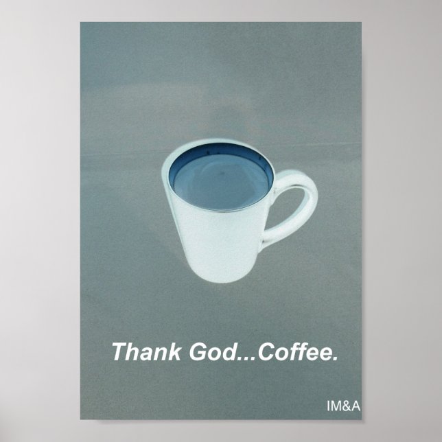 Poster Obrigado Deus Café Branco e Azul (Frente)