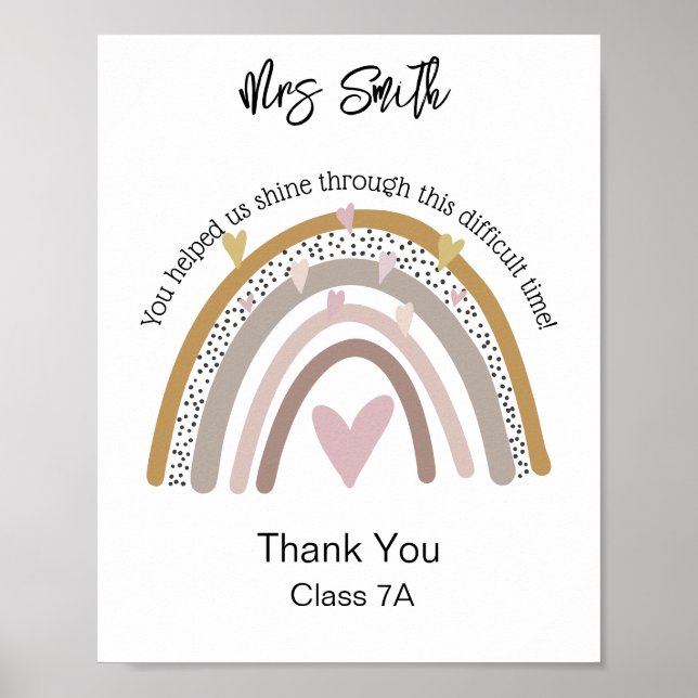 Poster obrigado do arco-íris do professor (Frente)