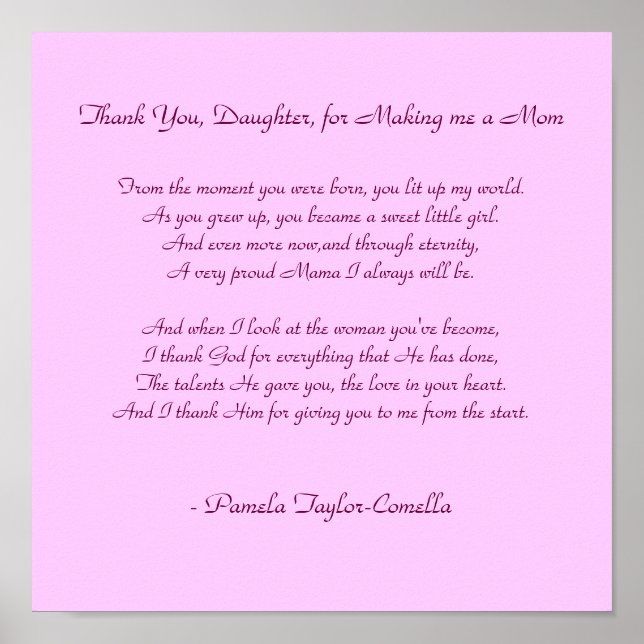 Poster Obrigado, filha, por me Fazer mãe, de... (Frente)