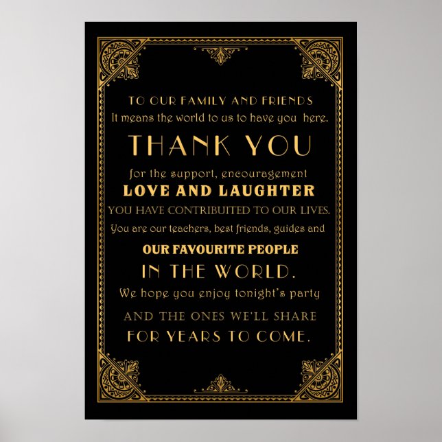 Poster Obrigado Gatsby inspirou cartão de casamento (Frente)